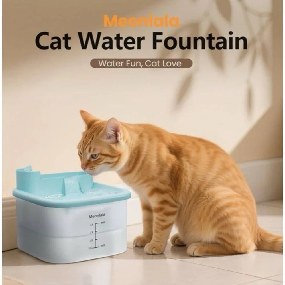 NEW Meonlala Cat Water Fountain 68 oz 2L Ultra Quiet Continuous Flow